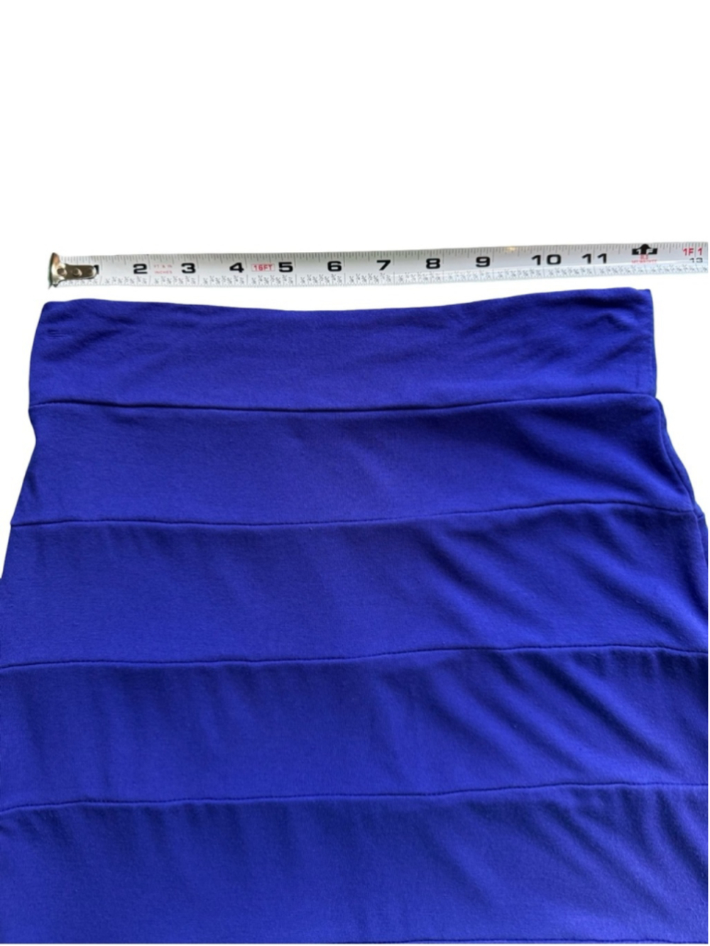 Blue Sky Royal Blue Bamboo Blend Mini Pencil Skirt Size XS Bodycon Bandage - Picture 5 of 10